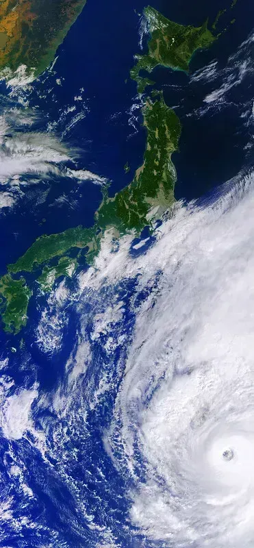 Vista satélite de un tifón