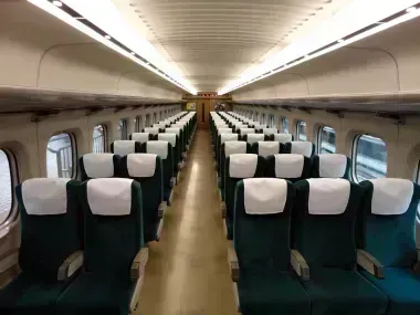 Non-reserved ordinary car seats inside the Shinkansen