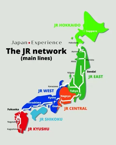 Map of the JR Regional Passes 