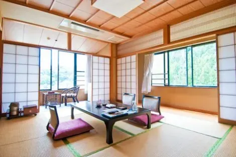 L'intérieur d'un ryokan au Japon.