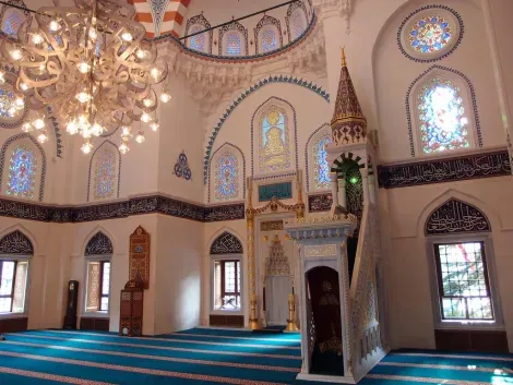 Inside the Tokyo Camii mosque, the largest in Japan.