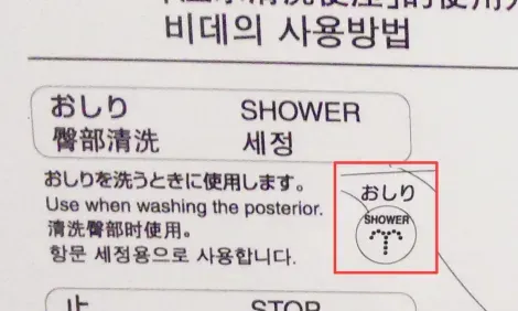 El botón de "shower" en un inodoro en Japón.