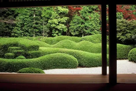 Le jardin du Daichi-ji vu de l'intérieur.