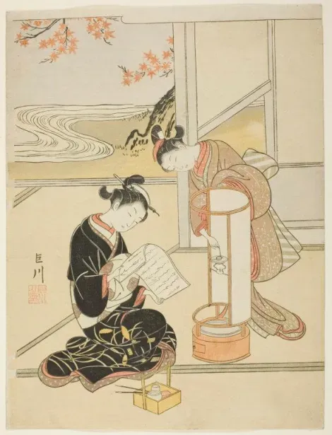 Estampe "Andon no sekisho" (A la lueur de la lanterne) de Harunobu Suzuki (ca.1725-1770)