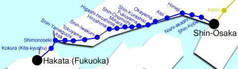Mapa Sanyo Shinkansen