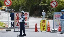 Barricada en la ruta de Togendai a Owakudani.