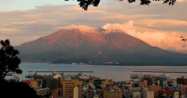 La vue sur le Sakurajima depuis le Shiroyama