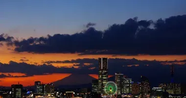 Vue sur Minato Mirai et le mont Fuji, Yokohama