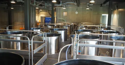 Brewing vats at the Iwa 5 Brewery