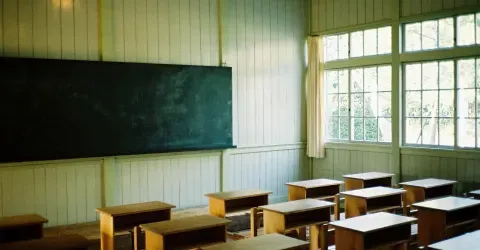 Ancienne salle de classe au village historique de Sapporo (Hokkaido)
